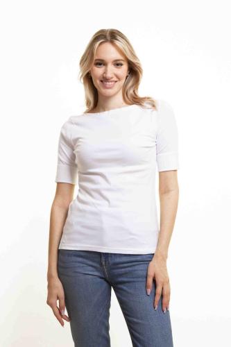 Lauren Ralph Lauren γυναικεία μπλούζα κοντομάνικη μονόχρωμη - 200654963007 Λευκό